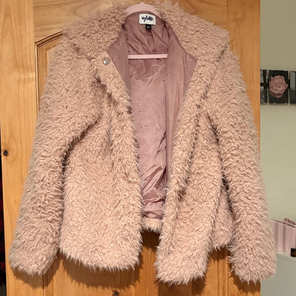 Vylette Pink Shaggy Hooded Coat Size XXL